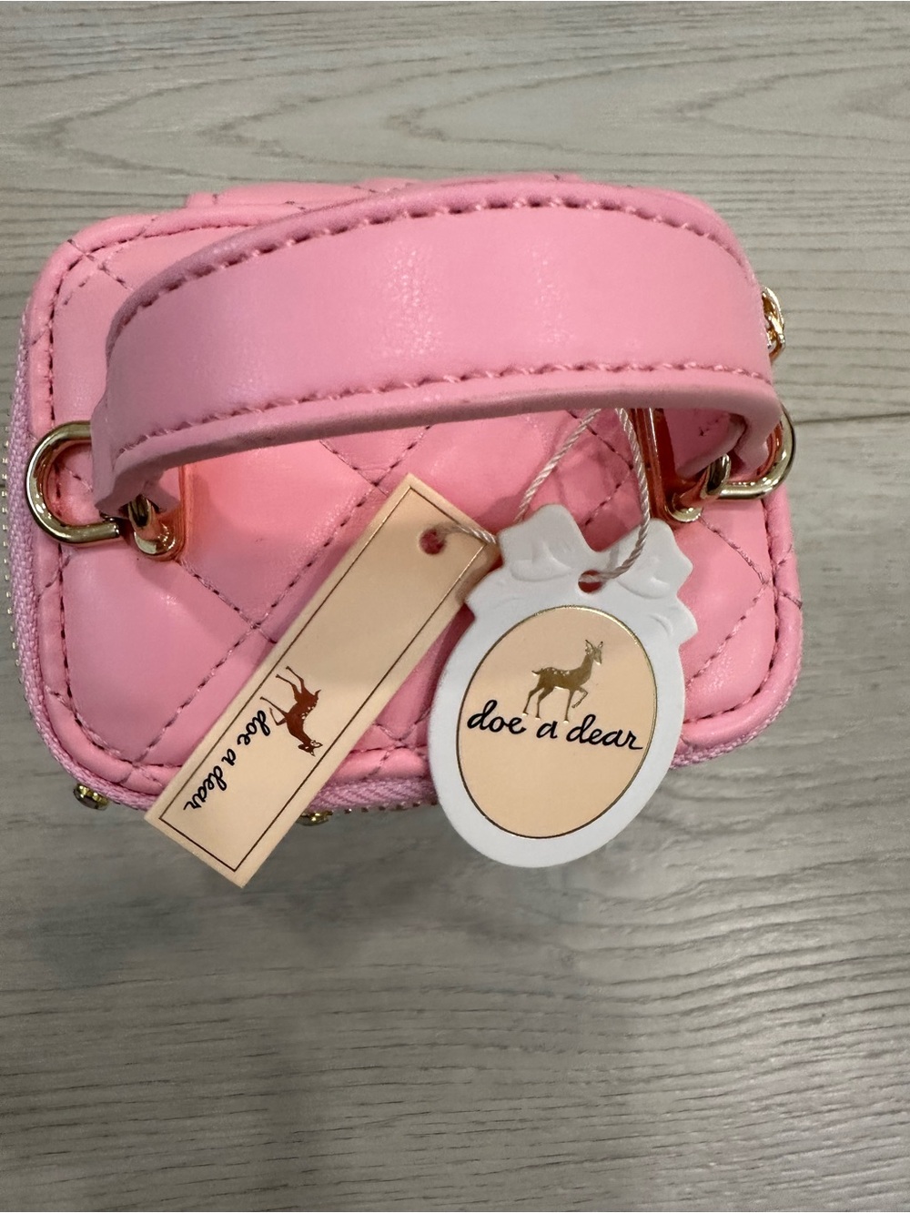 Pink Quilted Cosmetic Case with Crystal Stud Accents - Picture 2 of 4